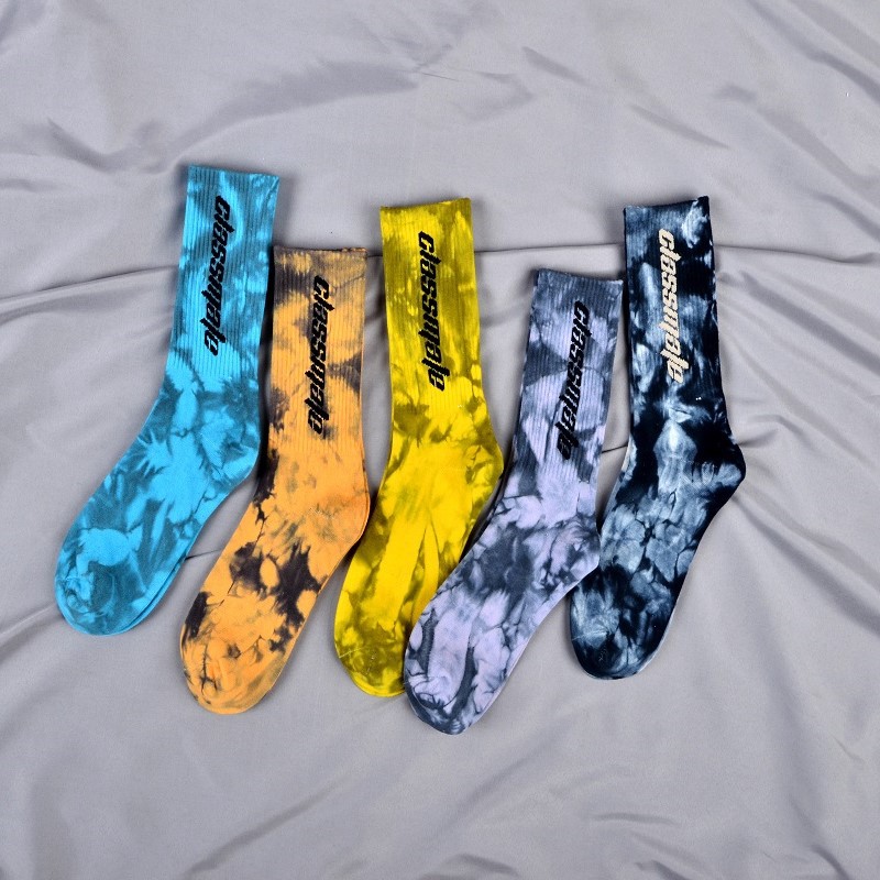 Fashion Tie Dye Personalized Sox Jacquard Oem Crew Street Sport Men Print Designer Logo جوراب های سفارشی