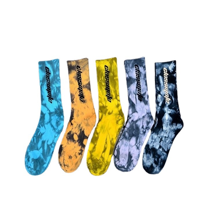 Fashion Tie Dye Personalized Sox Jacquard Oem Crew Street Sport Men Print Designer Logo جوراب های سفارشی